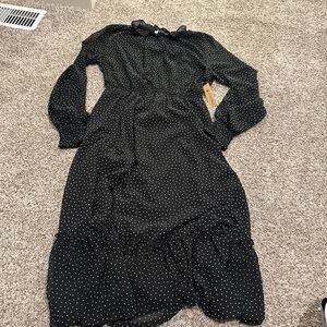 Elegant Black Polka Dot Dress